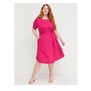 Beauticurve X Lane Bryant Pink Short Sleeve Fit & Flare Spring Dress Size 16